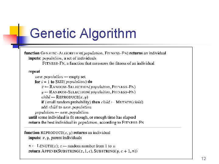 Genetic Algorithm 12 