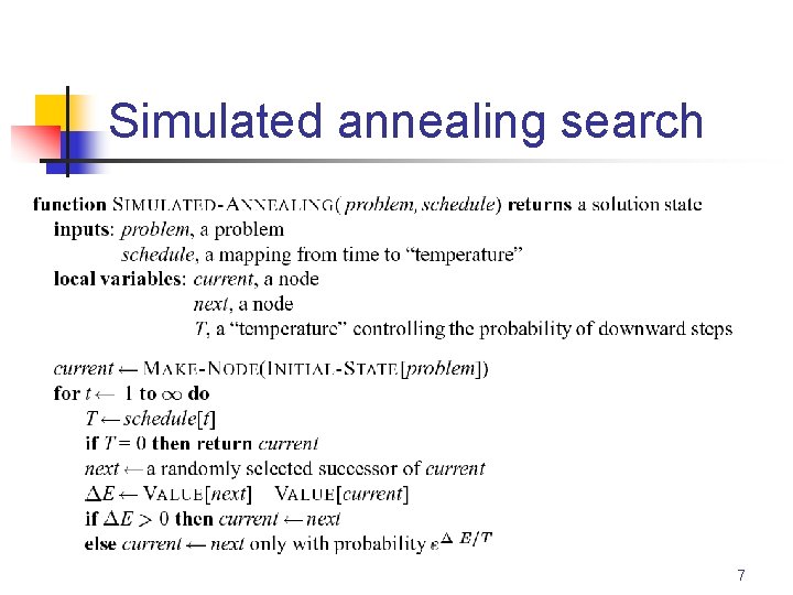 Simulated annealing search 7 