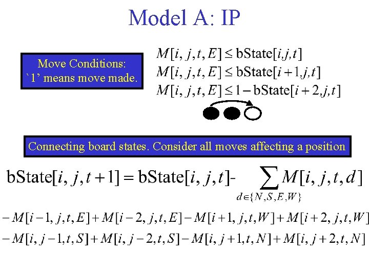 Model A: IP Move Conditions: `1’ means move made. Connecting board states. Consider all