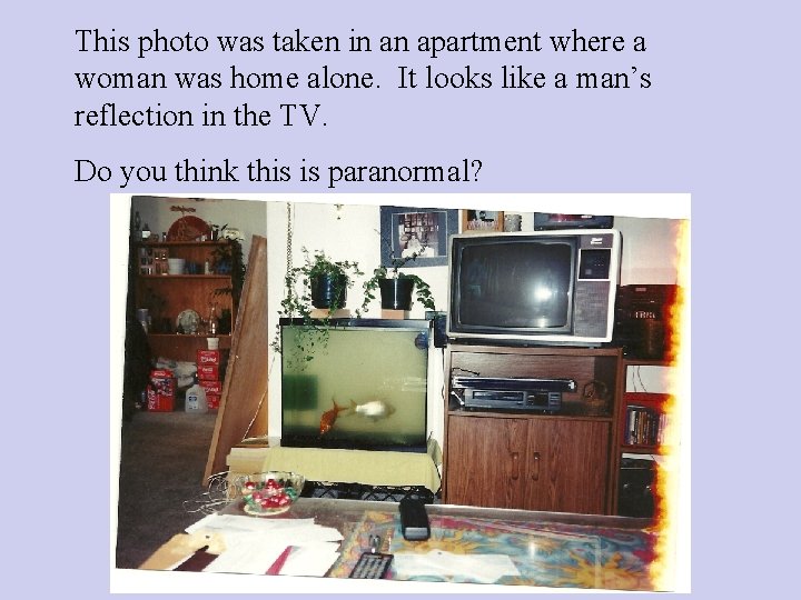 This photo was taken in an apartment where a woman was home alone. It