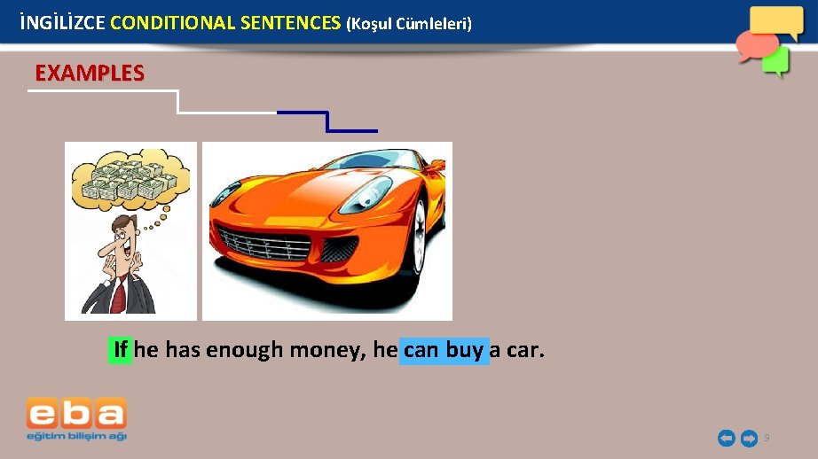 İNGİLİZCE CONDITIONAL SENTENCES (Koşul Cümleleri) EXAMPLES If he has enough money, he can buy İNGİLİZCE CONDITIONAL SENTENCES (Koşul Cümleleri) EXAMPLES If he has enough money, he can buy