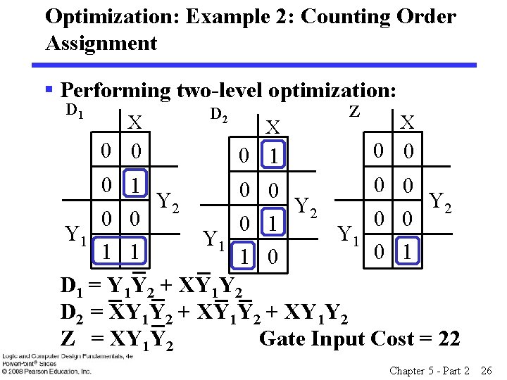 Optimization: Example 2: Counting Order Assignment § Performing two-level optimization: D 1 X 0