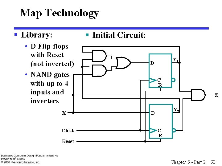 Map Technology § Library: § Initial Circuit: • D Flip-flops with Reset (not inverted)