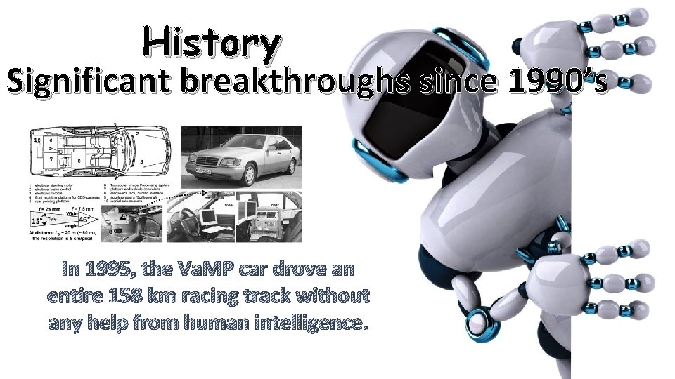 History Significant breakthroughs since 1990’s In 1995, the Va. MP car drove an entire