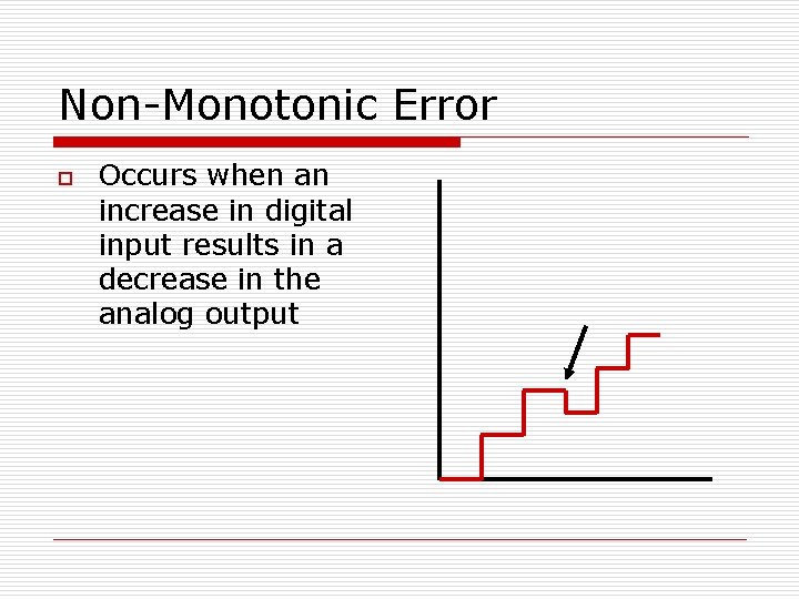 Non-Monotonic Error o Occurs when an increase in digital input results in a decrease