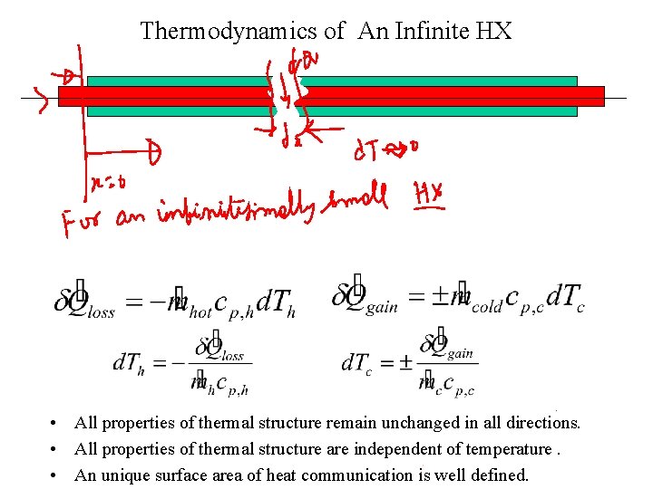 Thermodynamics of An Infinite HX • All properties of thermal structure remain unchanged in