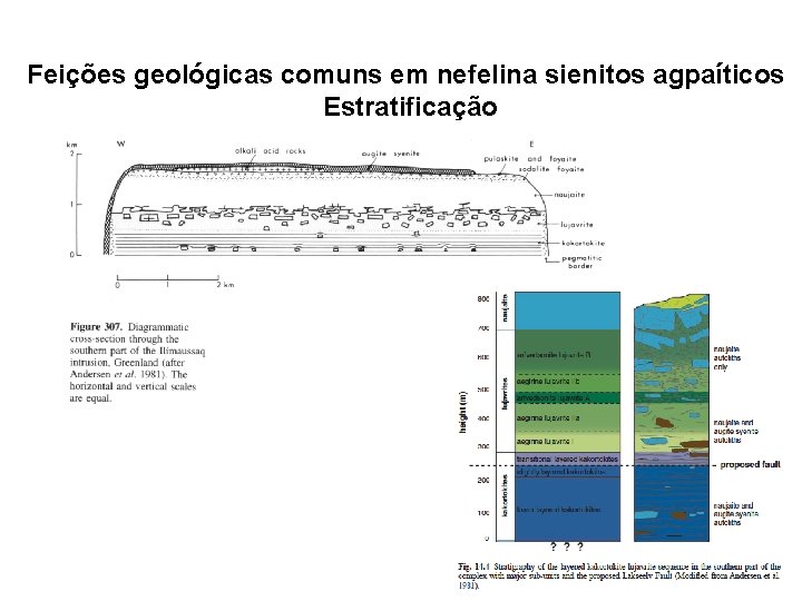 Feições geológicas comuns em nefelina sienitos agpaíticos Estratificação 