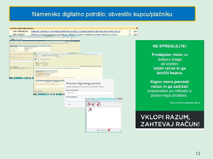 Namensko digitalno potrdilo; obvestilo kupcu/plačniku 12 
