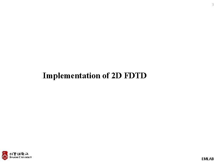 1 Implementation of 2 D FDTD EMLAB 