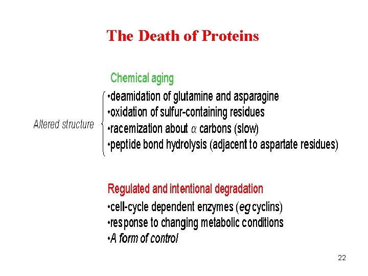The Death of Proteins 22 