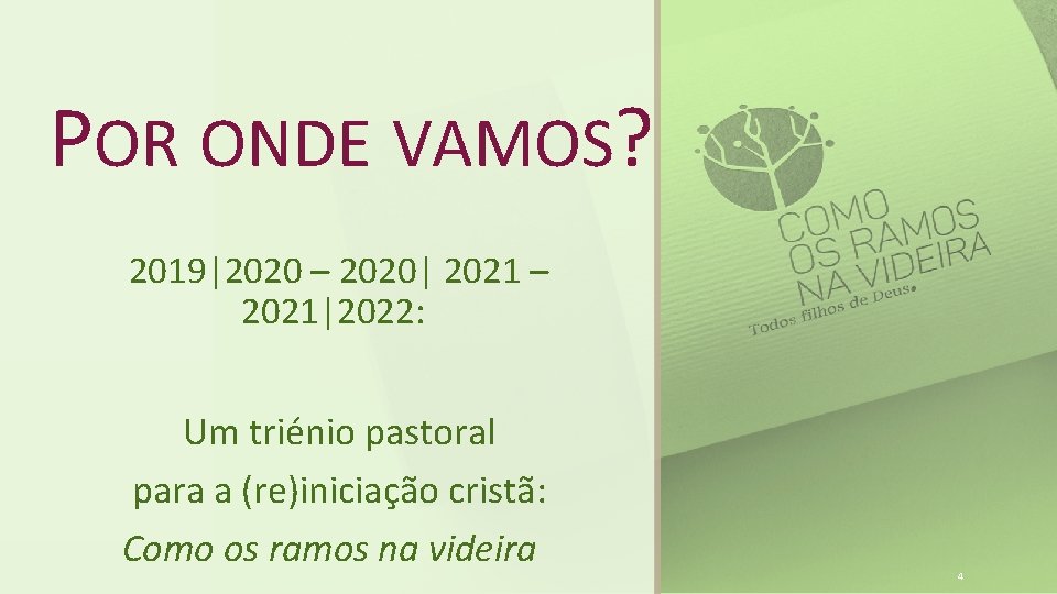 POR ONDE VAMOS? 2019|2020 – 2020| 2021 – 2021|2022: Um triénio pastoral para a