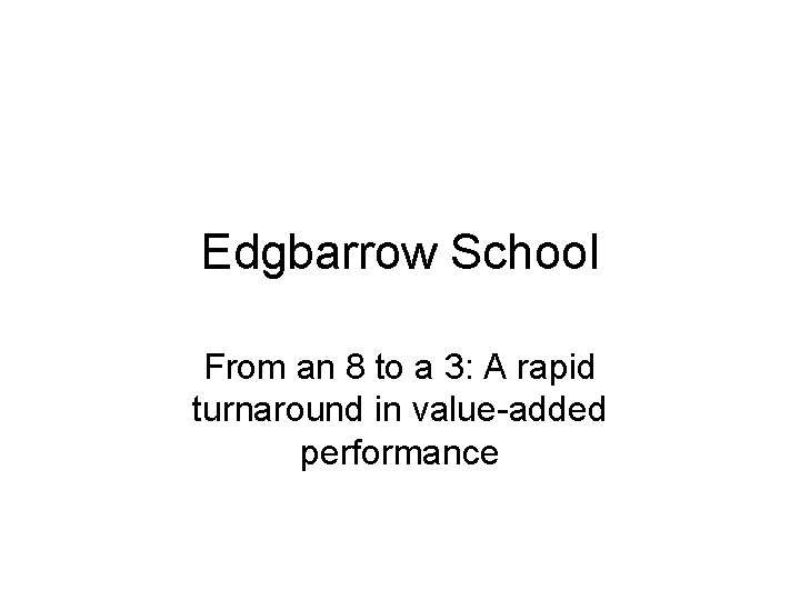 Edgbarrow School From an 8 to a 3: A rapid turnaround in value-added performance