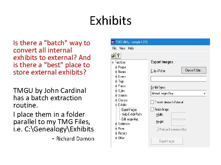 Exhibits Is there a "batch" way to convert all internal exhibits to external? And