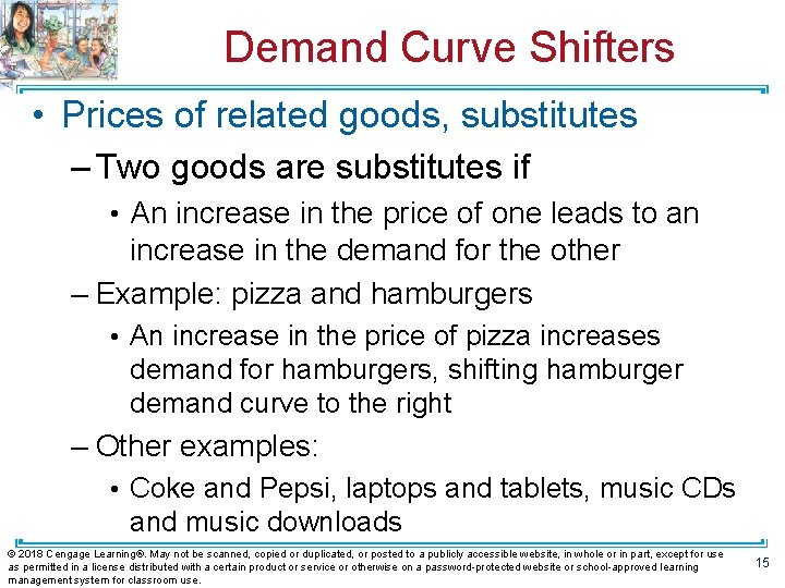 Demand Curve Shifters • Prices of related goods, substitutes – Two goods are substitutes