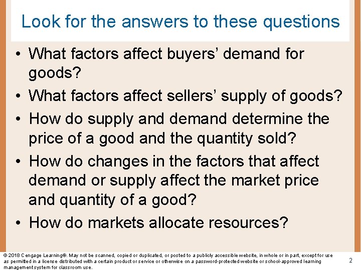 Look for the answers to these questions • What factors affect buyers’ demand for
