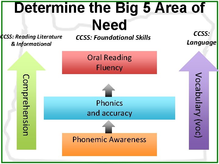 Determine the Big 5 Area of Need CCSS: Reading Literature & Informational CCSS: Foundational