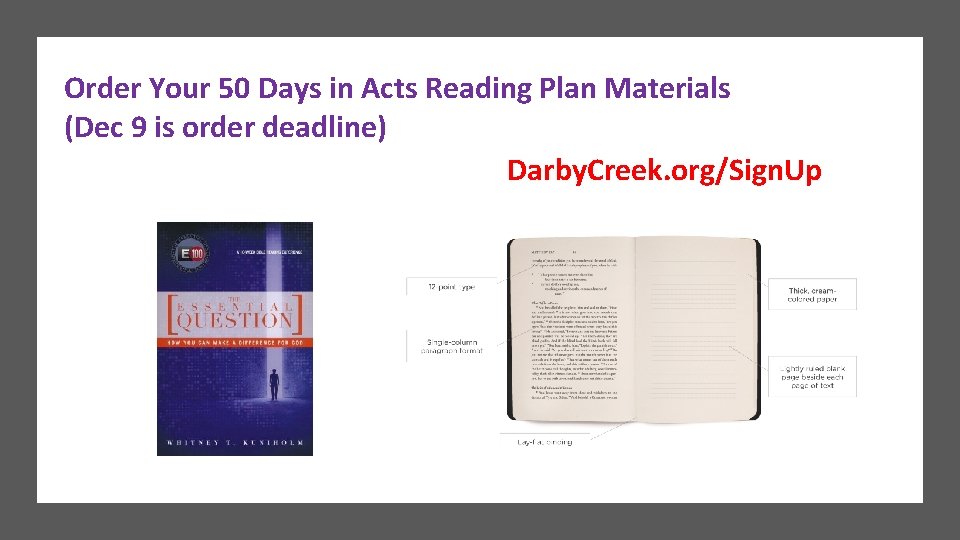 Order Your 50 Days in Acts Reading Plan Materials (Dec 9 is order deadline)