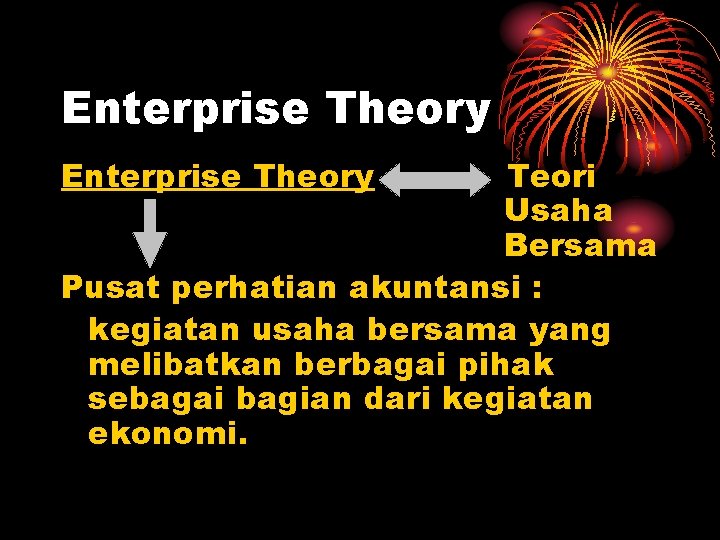 Enterprise Theory Teori Usaha Bersama Pusat perhatian akuntansi : kegiatan usaha bersama yang melibatkan