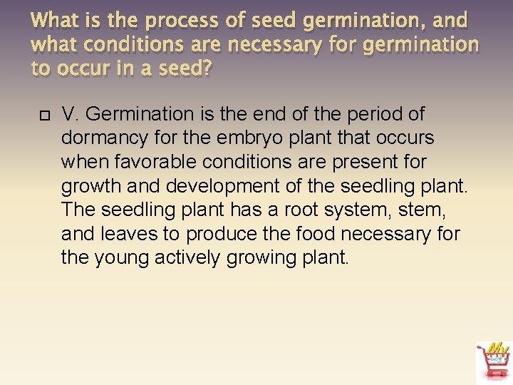 What is the process of seed germination, and what conditions are necessary for germination