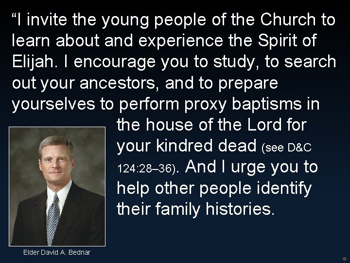 “I invite the young people of the Church to learn about and experience the