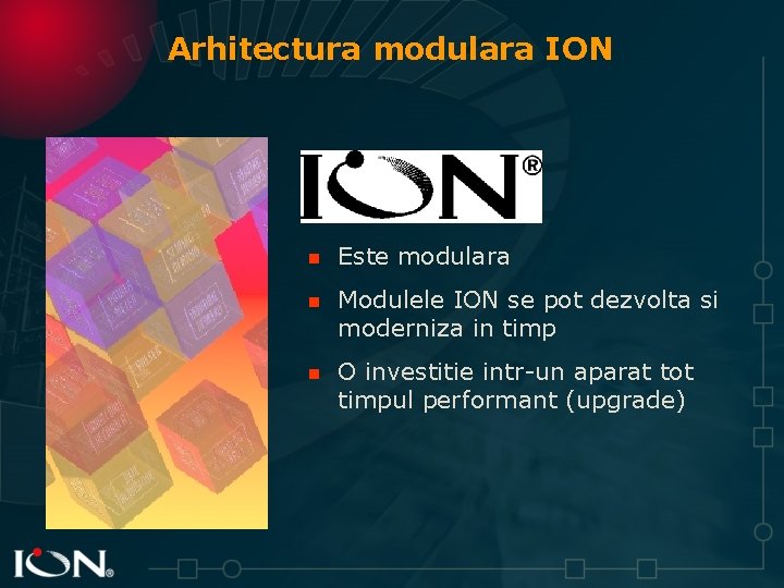 Arhitectura modulara ION n n n Este modulara Modulele ION se pot dezvolta si