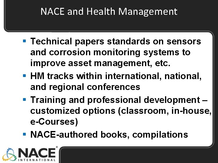 NACE and Health Management § Technical papers standards on sensors and corrosion monitoring systems