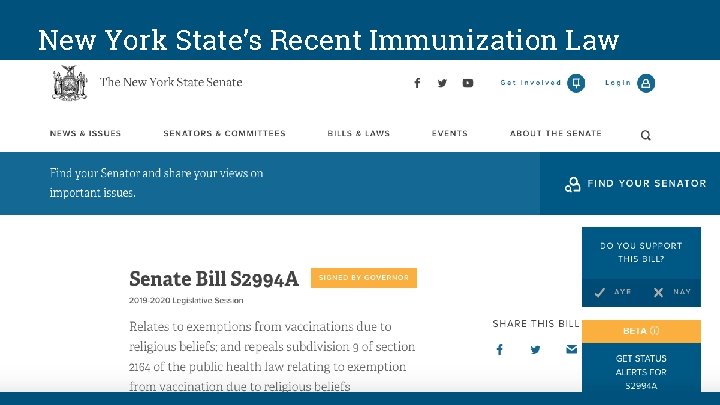 New York State’s Recent Immunization Law 