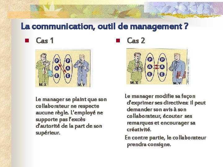 La communication, outil de management ? n Cas 1 Le manager se plaint que