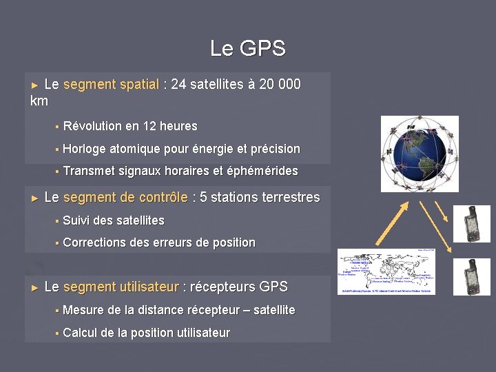 Le GPS ► Le segment spatial : 24 satellites à 20 000 km §