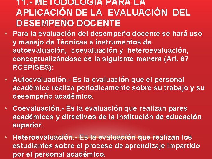 INSTRUCTIVO PARA EVALUACION DEL DESEMPEO DOCENTE DE LA