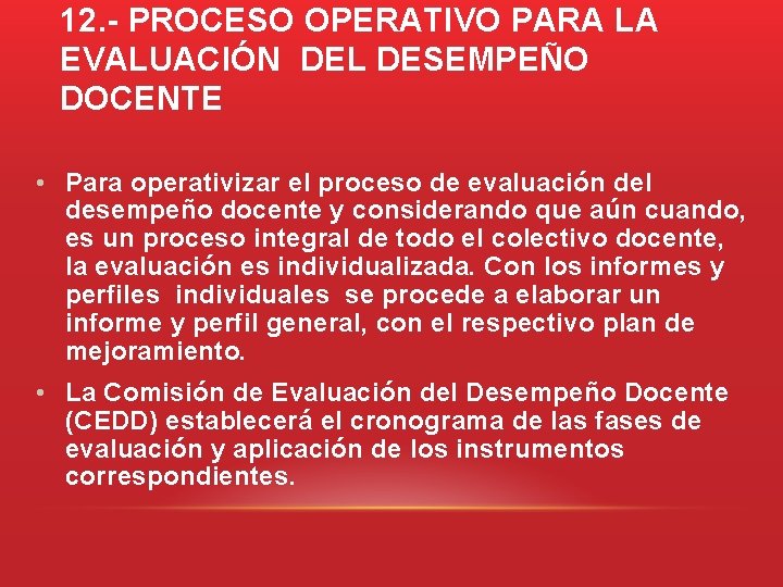INSTRUCTIVO PARA EVALUACION DEL DESEMPEO DOCENTE DE LA