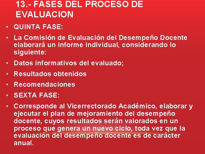 INSTRUCTIVO PARA EVALUACION DEL DESEMPEO DOCENTE DE LA
