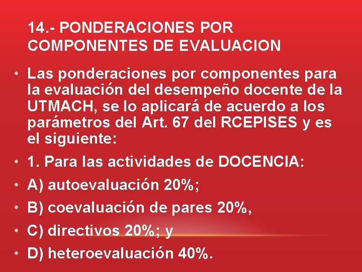 INSTRUCTIVO PARA EVALUACION DEL DESEMPEO DOCENTE DE LA