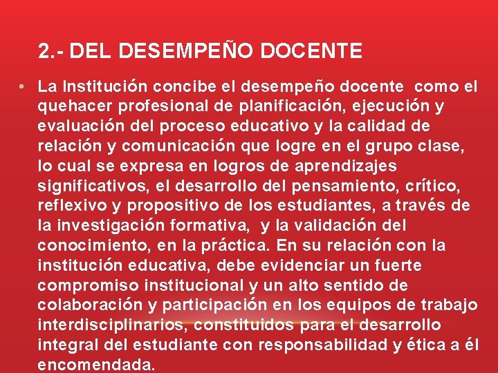 INSTRUCTIVO PARA EVALUACION DEL DESEMPEO DOCENTE DE LA