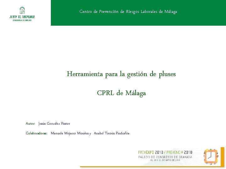 Centro de Prevención de Riesgos Laborales de Málaga Herramienta para la gestión de pluses