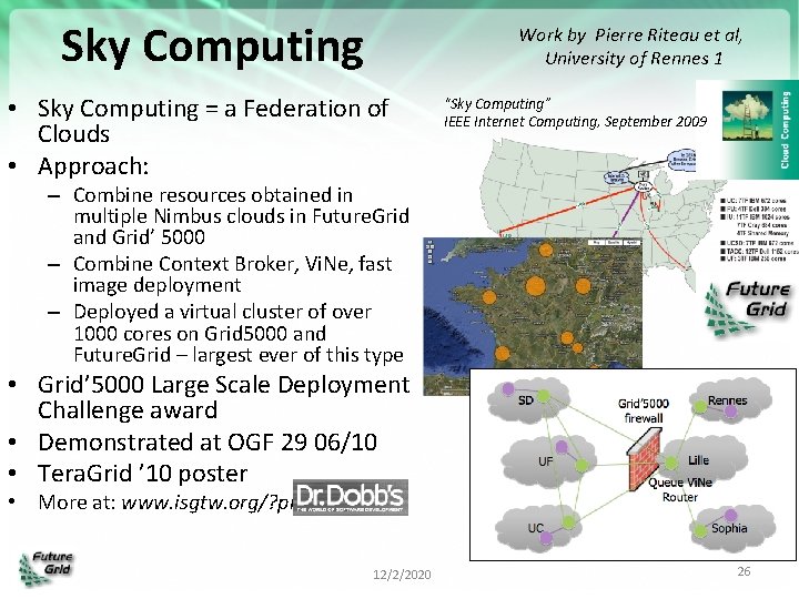 Sky Computing Work by Pierre Riteau et al, University of Rennes 1 • Sky