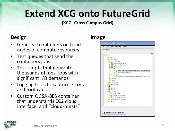 Extend XCG onto Future. Grid (XCG- Cross Campus Grid) Design Image • Genesis II