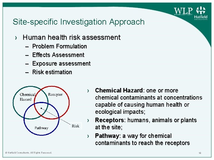 Site-specific Investigation Approach › Human health risk assessment – – Problem Formulation Effects Assessment