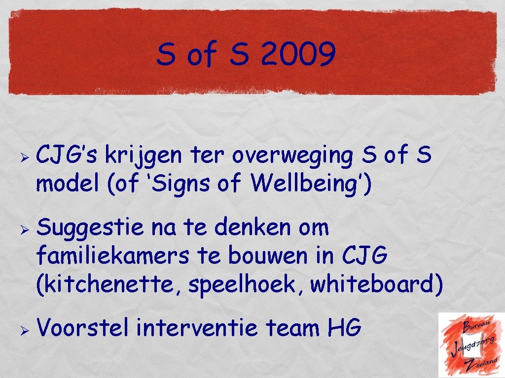 S of S 2009 Ø Ø Ø CJG’s krijgen ter overweging S of S