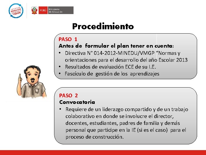 Procedimiento PASO 1 Antes de formular el plan tener en cuenta: • Directiva N°