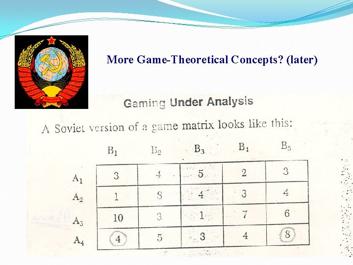 More Game-Theoretical Concepts? (later) 