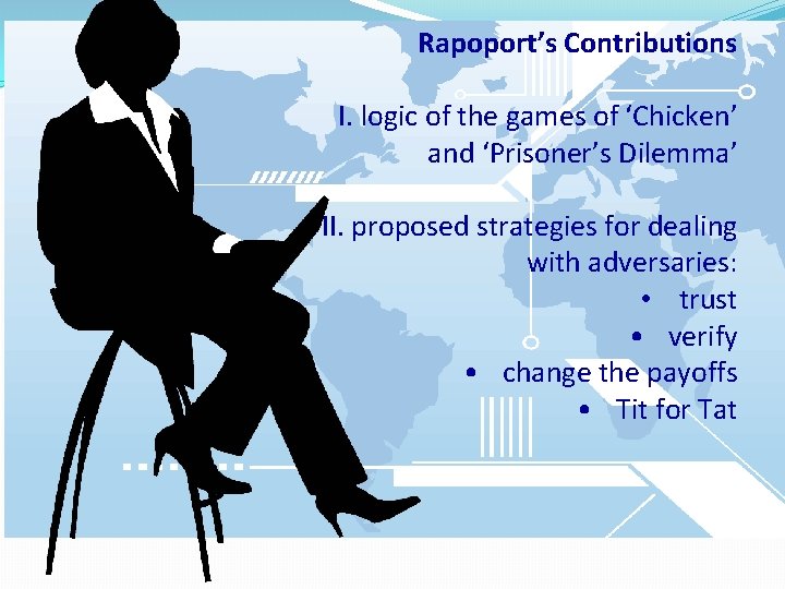 Rapoport’s Contributions I. logic of the games of ‘Chicken’ and ‘Prisoner’s Dilemma’ II. proposed