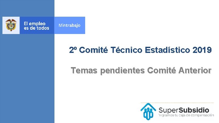 2º Comité Técnico Estadístico 2019 Temas pendientes Comité Anterior 