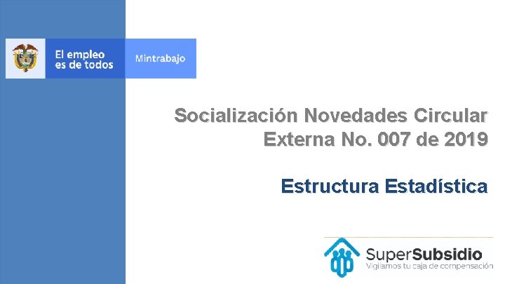 Socialización Novedades Circular Externa No. 007 de 2019 Estructura Estadística 