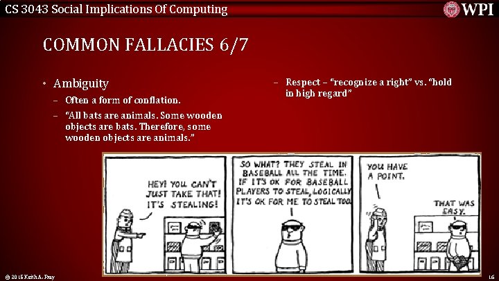 CS 3043 Social Implications Of Computing COMMON FALLACIES 6/7 • Ambiguity – Often a