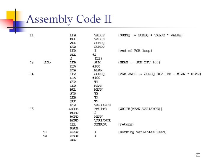 Assembly Code II 28 