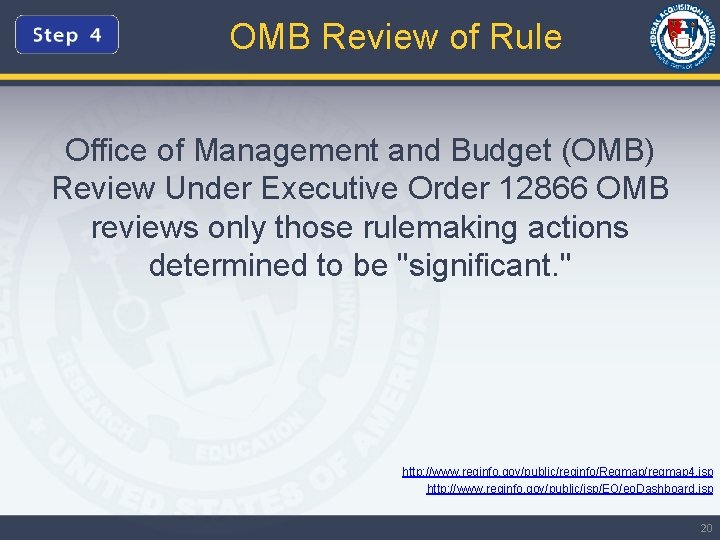 OMB Review of Rule Office of Management and Budget (OMB) Review Under Executive Order