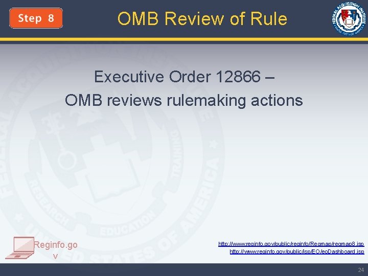 OMB Review of Rule Executive Order 12866 – OMB reviews rulemaking actions Reginfo. go