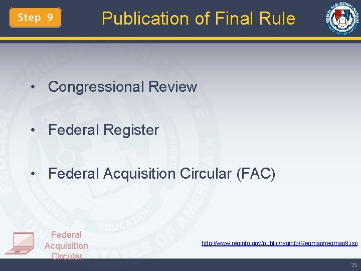 Publication of Final Rule • Congressional Review • Federal Register • Federal Acquisition Circular