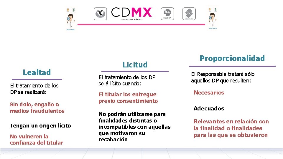 Lealtad El tratamiento de los DP se realizará: Sin dolo, engaño o medios fraudulentos